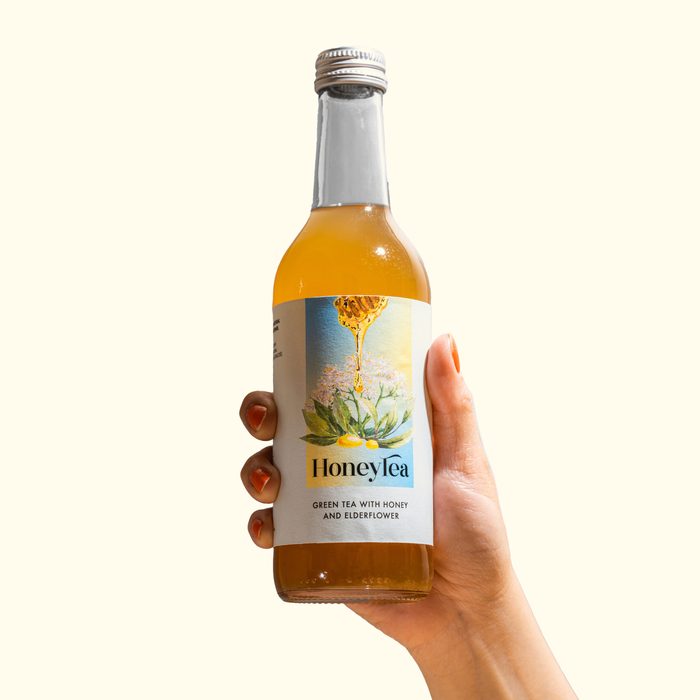 Green Tea with Honey and Elderflower — glass bottle